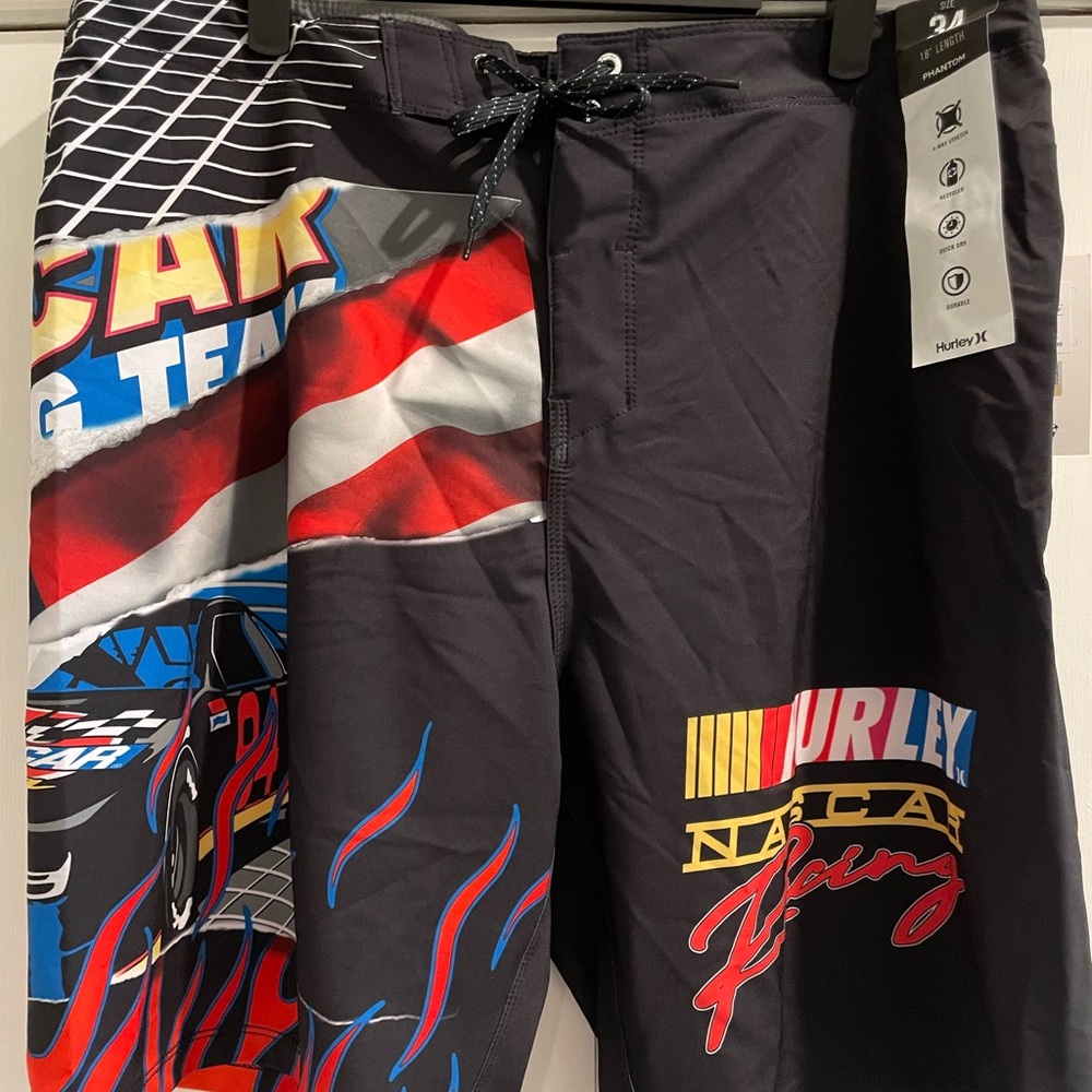 Hurley Phantom X NASCAR men’s board shorts. 34” X 18”. NWT. Officially licensed
